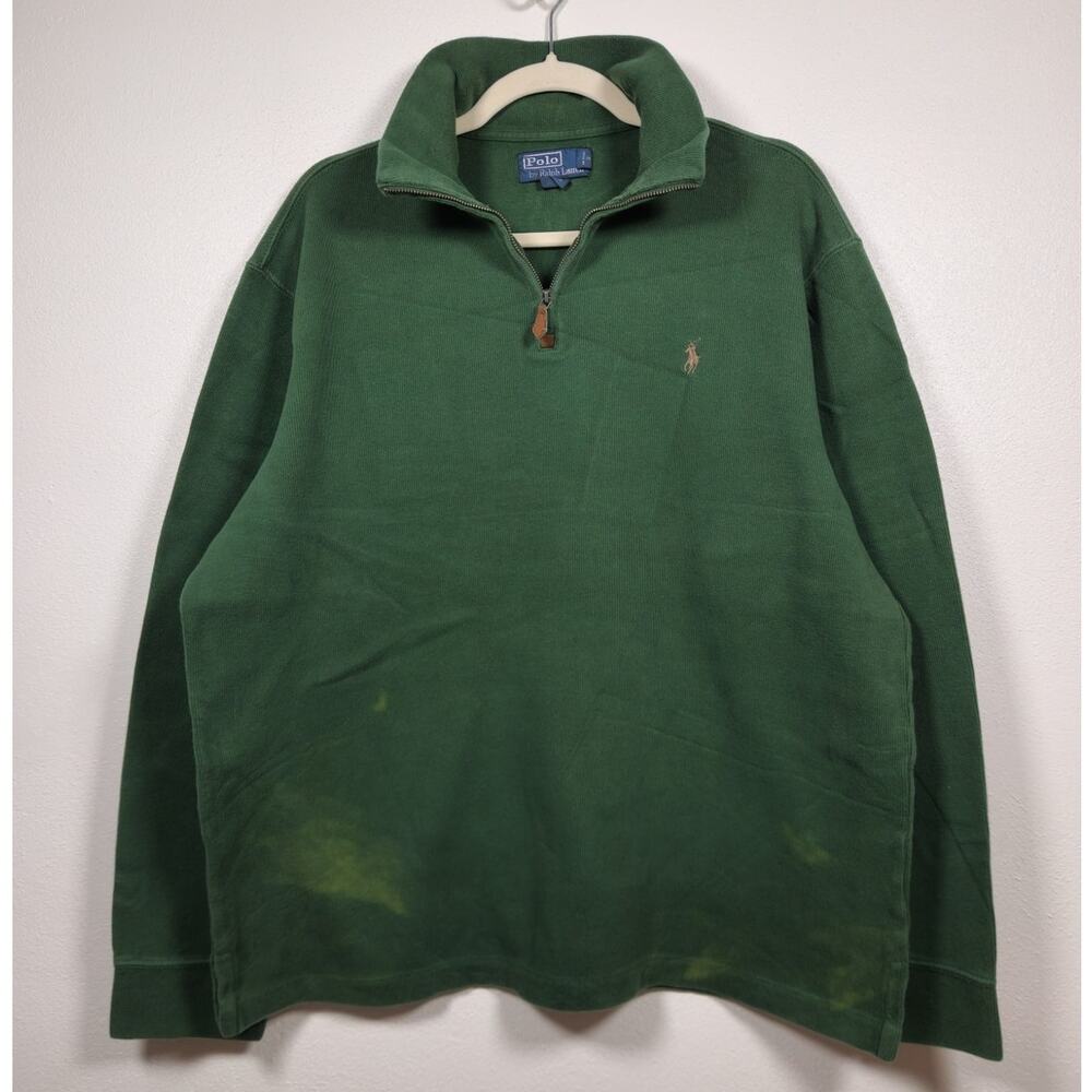 Vintage y2k Polo Ralph Lauren Pony 1/4 Zip Forest Green Skate Nature XL Sweater